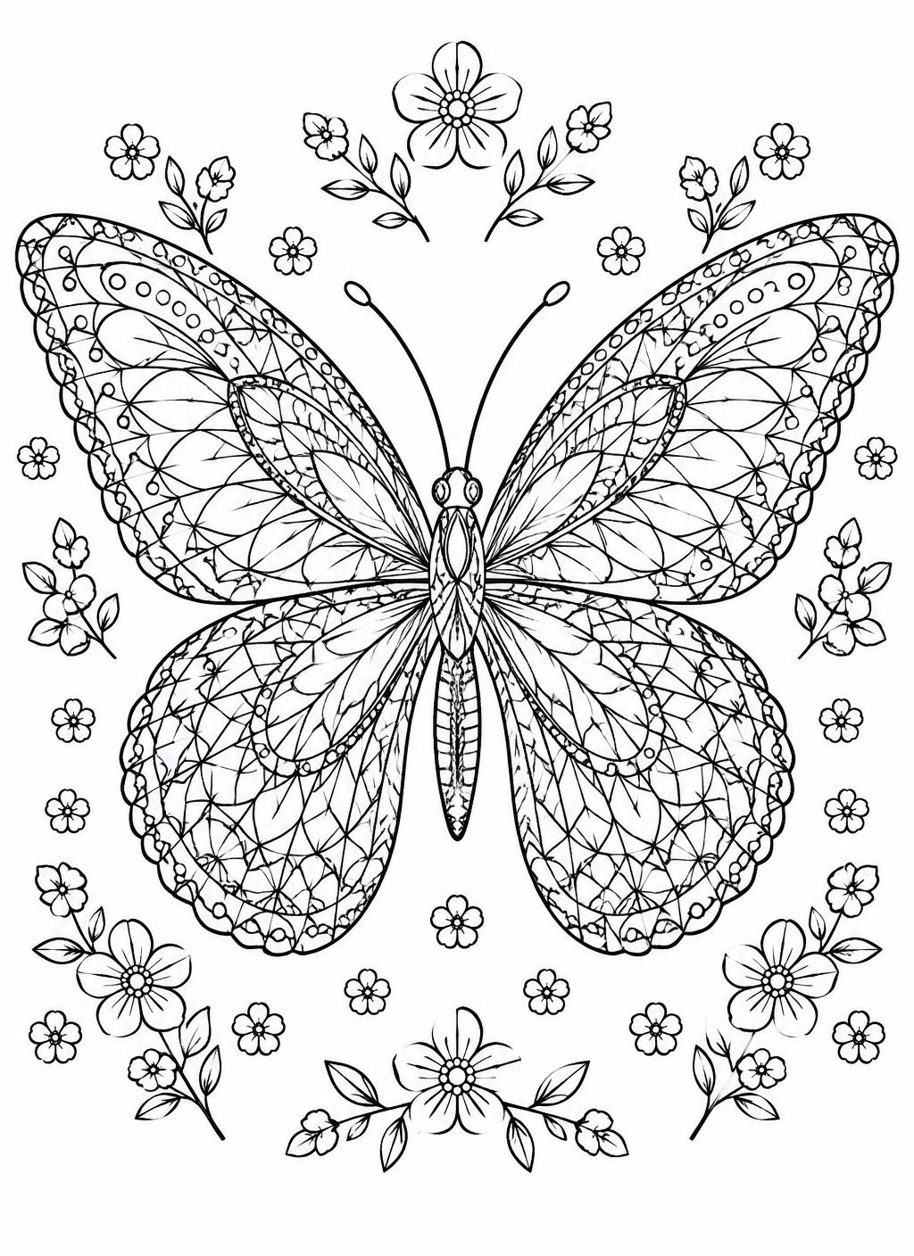Lace butterfly colouring page
