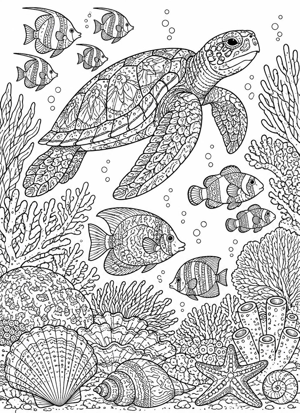 Coral reef colouring page